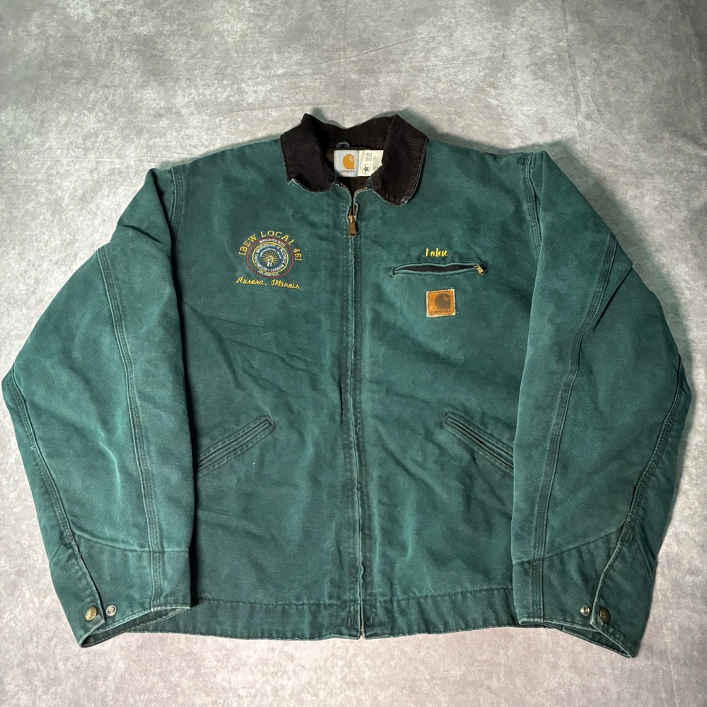 Vintage Carhartt Detroit J43 HTG  Jacket Hunter Green Union Made  XL  workwear